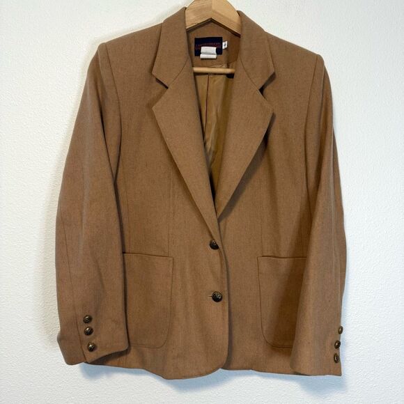 Vintage Camel Wool Career Editions Blazer Jacket Size 6 - Picture 1 of 7
